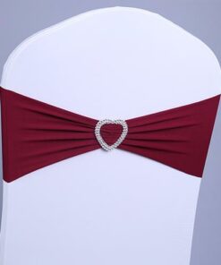 bandeaux en lycra bijoux en coeur de strass de diamants bordeau