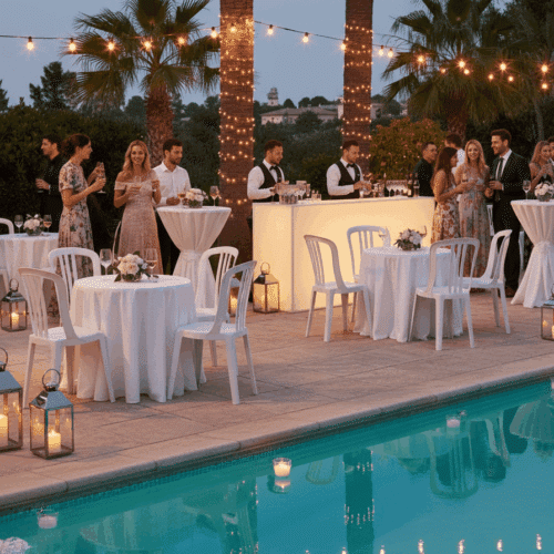 Location Chaise plastique bistrot blanche