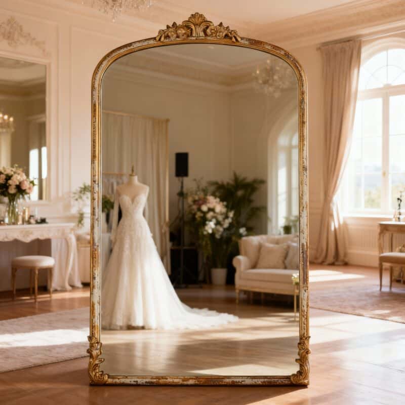 Grand miroir doré effet vieilli 119x194