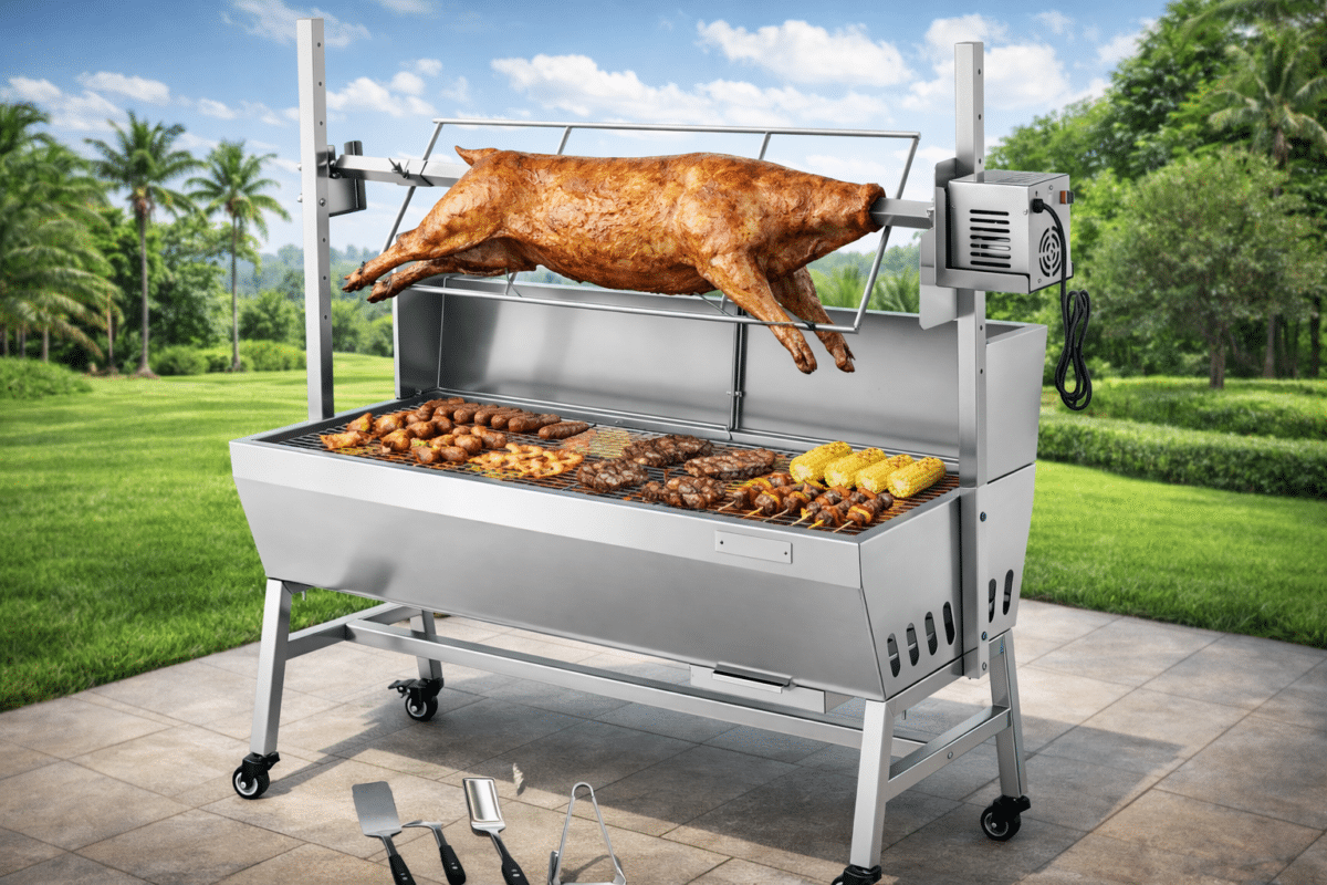 Barbecue pour méchoui avec tourne broche XL