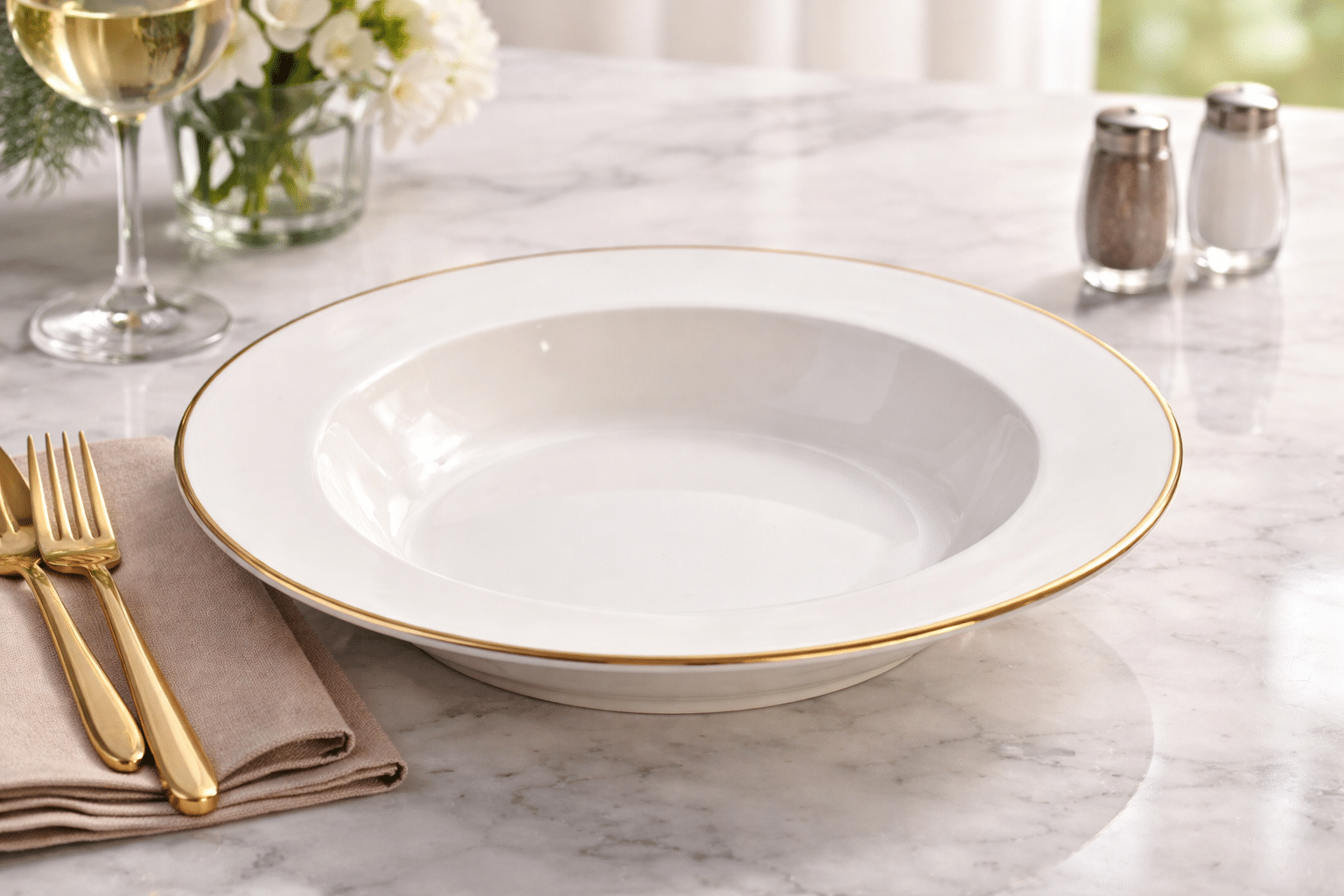 Location Assiettes Creuse filet Or - N1 Événement Location Assiettes Creuse filet Or