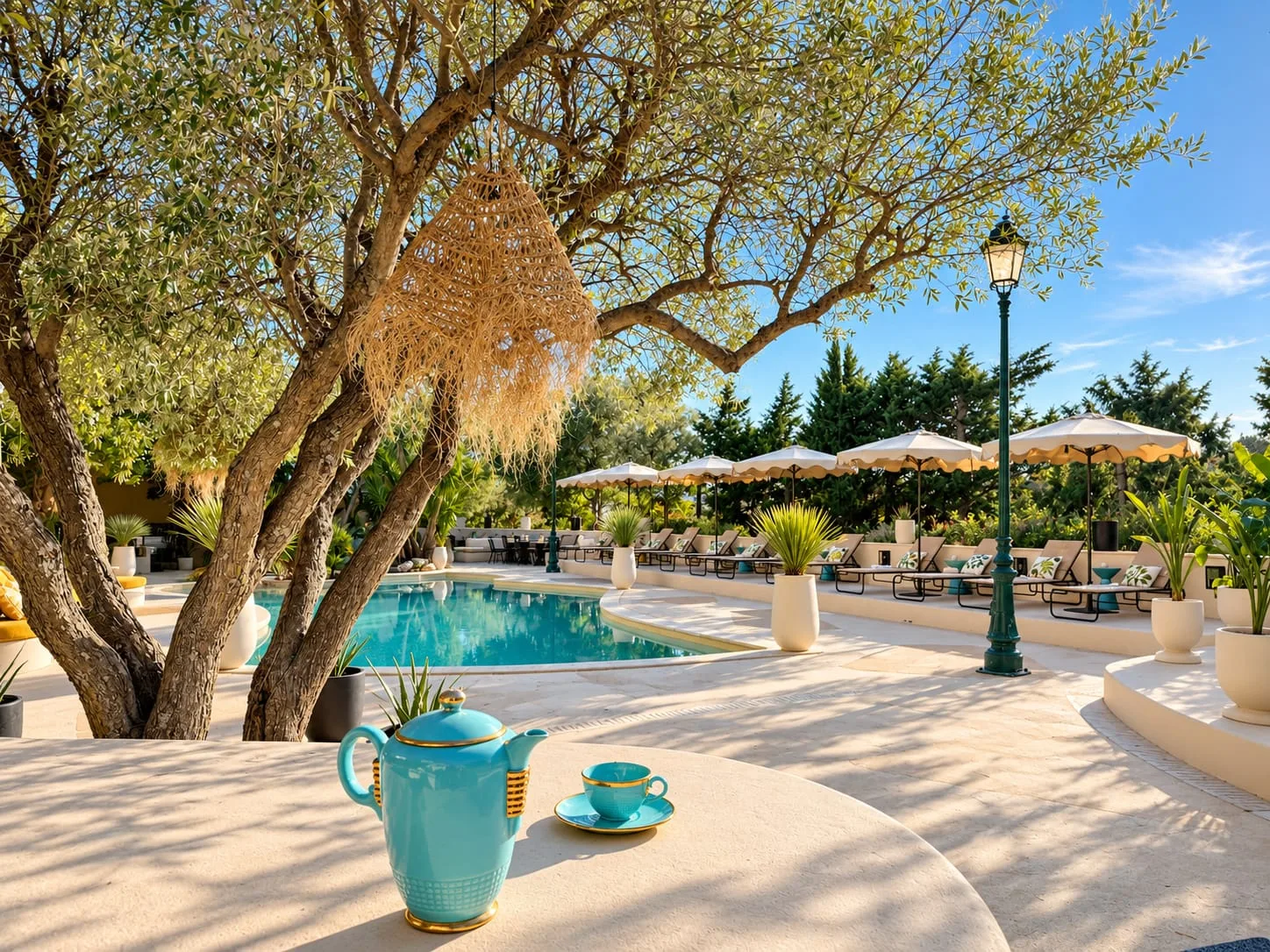 Hameau Ouf à Grimaud – Séminaires et événements - N1 Événement Piscine et terrasse paysagée du Hameau Ouf
